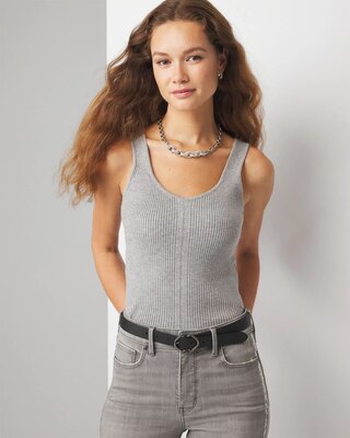 【関税&送料込】Off White Ribbed Stretch Knit Sleeveless Min 53KnitTankinStretchRayon_White